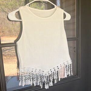 White Lace Trim Crop Top